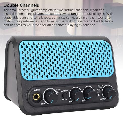 WALFRONT 10W Mini Guitar Amplifier BT 5.0 Double Channel Small Practice Guitar Amp with Clean Distortion Reverb for Practice Anywhere in Kuwait