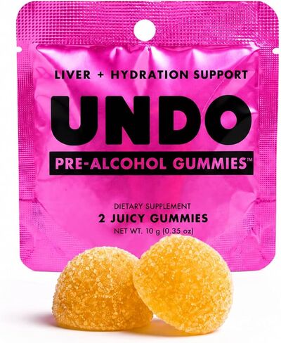 UNDO Gummies® علكات ما قبل الكحول مع DHM، شوك الحليب والإلكتروليتات | مكمل ما قبل الشرب مدعوم علميًا يدعم صحة الكبد وترطيبه | خذه أثناء الشرب واستيقظ بشعور رائع | 15 حصة in Kuwait