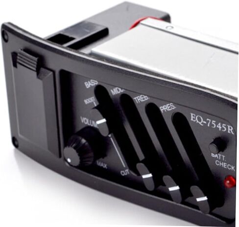 4 الفرقة الصوتية الغيتار بيك اب Preamp موالف EQ-7545R مضخم بيزو للقيثارات الصوتية الأسود in Kuwait