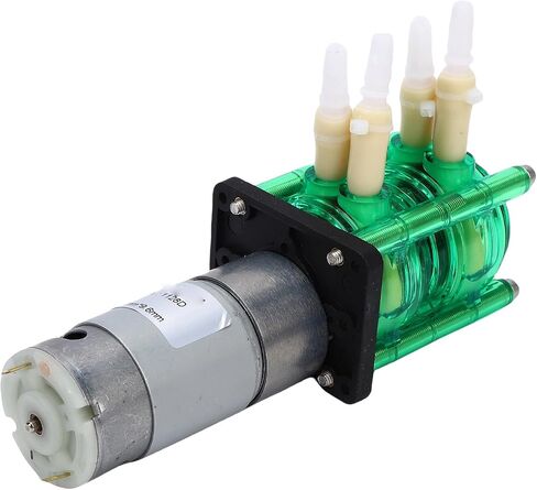 WALFRONT Dual Head Peristaltic Pump min BPT Tubing Anti Corrosive Liquid Dosing Pump DC Motor with Flat Plate Installation for Experimental Research (Stainless steel + BPT 2) in Kuwait