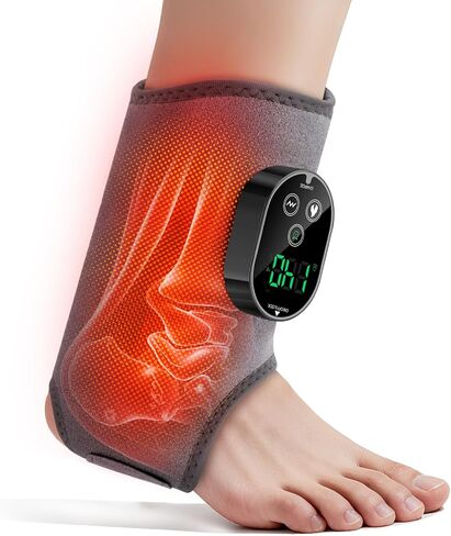 Foot Massager for Neuropathy, Ankle Massager for Pain Relief, Heated Ankle Wrap Heating Pad with Massage for Circulation Black in Saudi Arabia