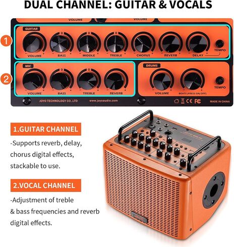 JOYO 40W Acoustic Amplifier (BSK-40 Orange) Bundle with JOYO Audio Instrument Cable 15ft (CM-04) in Kuwait