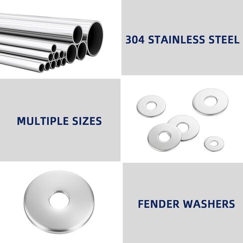 3/8" x 1-1/2" Stainless Fender Washers, 304 Stainless Steel Metal Flat Washer, 30 PCS in Kuwait