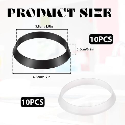 20PCS Sink Drain Gasket, Seal Ring Silicone Washer Waste Pipe Seals Rings Rubber Gasket Washers Cone Silicone Seal Ring for 1 1/2 Inch Drain Pipe Sink Drains Black & White in Kuwait