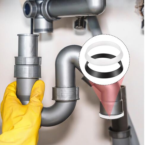 20PCS Sink Drain Gasket, Seal Ring Silicone Washer Waste Pipe Seals Rings Rubber Gasket Washers Cone Silicone Seal Ring for 1 1/2 Inch Drain Pipe Sink Drains Black & White in Kuwait