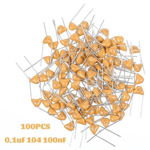 100PCS 0.1uF 104 100nF Ceramic Capacitors, Multilayer Monolithic Ceramic Capacitor Ceramics Disc Capacitors (5.08mm) in Kuwait