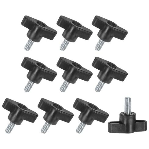 M METERXITY 10-Pack Thumb Screws, 1/4"-20x0.47 Tee Wing Knobs, Plastic T Handle Clamping Screw Knob for Woodworking/Machinery/Equipment, Inch Thread Thumbscrew [Black] in Kuwait