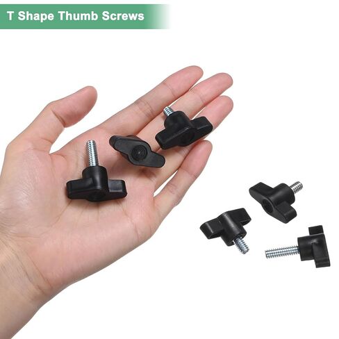 M METERXITY 10-Pack Thumb Screws, 1/4"-20x0.47 Tee Wing Knobs, Plastic T Handle Clamping Screw Knob for Woodworking/Machinery/Equipment, Inch Thread Thumbscrew [Black] in Kuwait