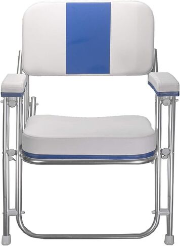 Pactrade Marine Folding Deck Chair Boat Seat (Grey Stripes) - UV Resistant Vinyl Anodized Aluminum - Portable Weather-Resistant Seating for Boating, Camping, and Other Outdoor Adventures in Kuwait