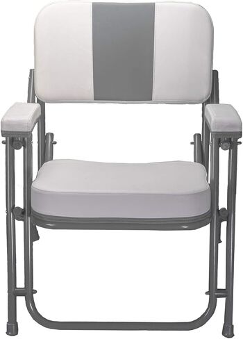 Pactrade Marine Folding Deck Chair Boat Seat (Grey Stripes) - UV Resistant Vinyl Anodized Aluminum - Portable Weather-Resistant Seating for Boating, Camping, and Other Outdoor Adventures in Kuwait