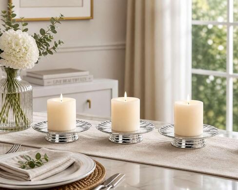 Ceramic Bronze Candle Plate Set, 3-Piece – Decorative Candle Holder Tray for Pillar Candles, Jewelry, Trinkets or Bathroom Counter – Antique Bronze Finish for Tabletop & Home Décor in Kuwait