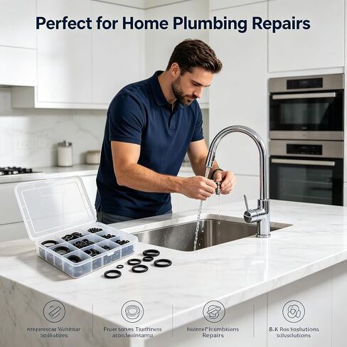 O Ring Assortment Kit, 200PCS 15 Sizes Nitrile Rubber O Ring Kit, Faucet Washers Assorted Set for Plumbing Automotive Repair Home Owner Essentials in Kuwait