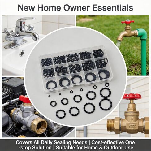 O Ring Assortment Kit, 200PCS 15 Sizes Nitrile Rubber O Ring Kit, Faucet Washers Assorted Set for Plumbing Automotive Repair Home Owner Essentials in Kuwait