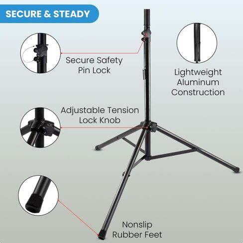 Deluxe Aluminum Speaker Stand – Tripod Base, Adjustable Height from 45.6-90 inches, Holds Up to 120 lb, Lightweight & Portable – for PA, DJ, Stage, or Home Speakers in Kuwait