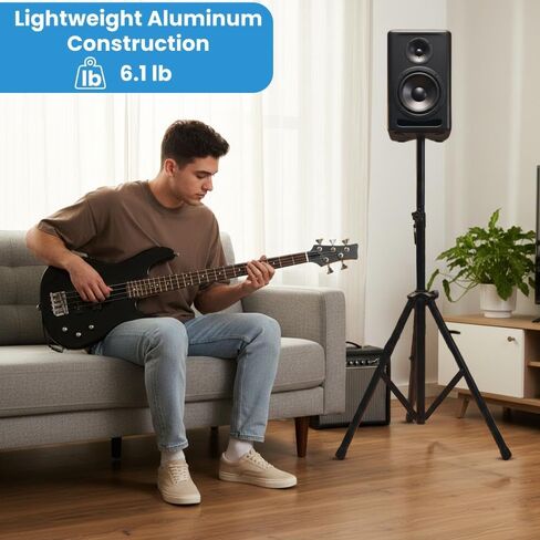 Deluxe Aluminum Speaker Stand – Tripod Base, Adjustable Height from 45.6-90 inches, Holds Up to 120 lb, Lightweight & Portable – for PA, DJ, Stage, or Home Speakers in Kuwait