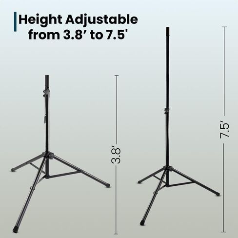 Deluxe Steel Speaker Stand Set of 2 with Carrying Bag– Height Adjustable from 45.6-90 inches Tripod Base, Holds Up to 120 lb Each, Steel Construction - for PA, DJ, Stage & Event Speakers in Kuwait