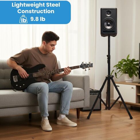 Deluxe Steel Speaker Stand Set of 2 with Carrying Bag– Height Adjustable from 45.6-90 inches Tripod Base, Holds Up to 120 lb Each, Steel Construction - for PA, DJ, Stage & Event Speakers in Kuwait