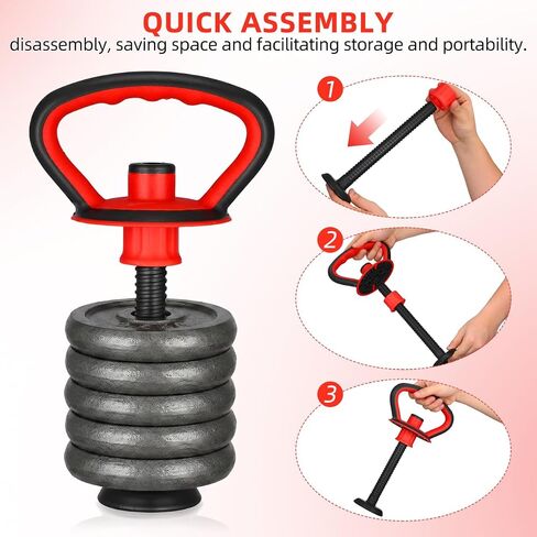 Kisangel Adjustable Kettlebell Handle with Base Nut for 40 Lb Weight Plates Anti-Slip Grip Attachment for Strength Training and Full Body Workouts at Home or Office in Kuwait