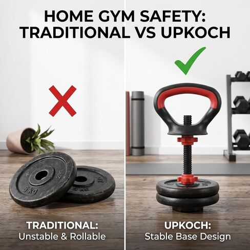 مقبض Kettlebell قابل للتعديل من UPKOCH لألواح الوزن، مرفق مقبض محول الدمبل لتدريب القوة في صالة الألعاب الرياضية المنزلية، معدات تمرين قابلة للتحميل in Kuwait