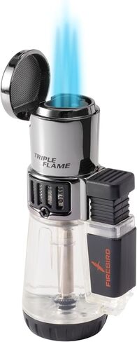 Firebird by Colibri Afterburner Triple Torch Lighter, Refillable 3 Flame Butane Torch Lighter, XL Fuel Tank, Adjustable Flame Wheel, Piezo Ignition, Ships Empty, Black in Kuwait