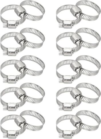 PATIKIL 20 Pcs Adjustable Hose Clamps,3/4"-1-1/8" (19mm-29mm) 304 Stainless Steel Worm Gear Drive Duct Pipe Clamp for Plumbing Automotive Mechanical Hose Connections, Silver in Kuwait