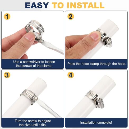 PATIKIL 20 Pcs Adjustable Hose Clamps,3/4"-1-1/8" (19mm-29mm) 304 Stainless Steel Worm Gear Drive Duct Pipe Clamp for Plumbing Automotive Mechanical Hose Connections, Silver in Kuwait