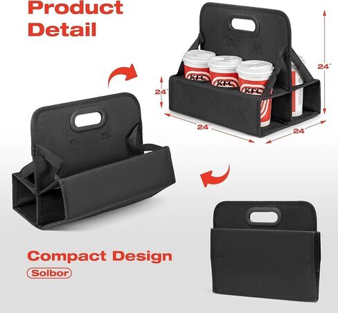 Portable Drink Carrier with Handle, 6 Cup Reusable Drink Carrier for Delivery,Foldable Cup Coffee Carrier, Cocktails, Wine, Safely Secures Hot and Cold Beverages in Kuwait