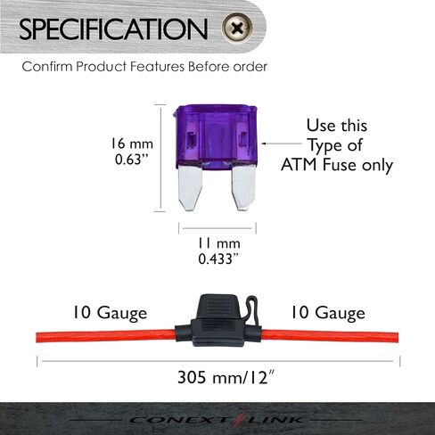 3 حزمة ATM MINI Blade Loop في الخط حامل الصمامات 10 GA AWG مقياس OFC كابل الأسلاك النحاسية (15076) in Kuwait