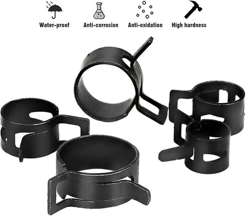 84Pcs Vacuum Spring Hose Clip Assortment Kit 7 Sizes for Fuel, Oil, Water, and CPU Tubing - Durable Metal Fasteners in Saudi Arabia