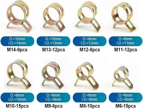 Spring Hose Clamp Zinc Plated M6-M14 Fuel Line Silicone Vacuum Hose Pipe Clamp Steel Wire Tube Pipe Clip Fastener in Kuwait