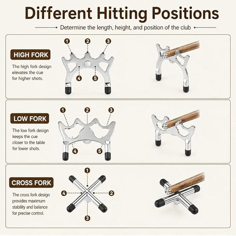 Retractable Pool Bridge Stick Silver EVA Grip with 3 Detachable Bridge Heads Multi Angle Billiard Support Shrinks to 12.8 Inch Pool Table Cue Accessory in Kuwait