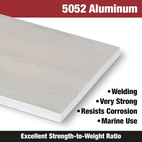 TCI Precision Metals 5052 شرائح ألومنيوم .125 بوصة سميكة × 1.000 بوصة × 12.000 بوصة in Kuwait