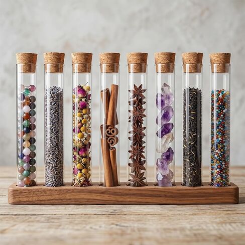 20Pcs Clear Plastic Test Tubes with Cork Stoppers Transparent Test Tube Set Clear Vials with Seal Cap Container Multi-Purpose for Bath Salt Candy Beads Powder Party Favors Lab Storage in Kuwait