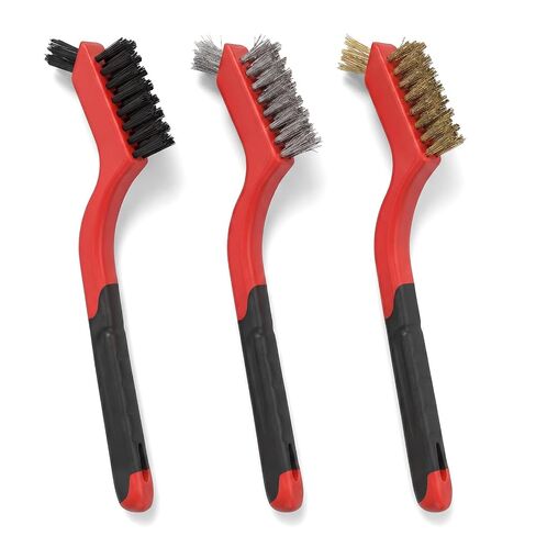 3PCS Mini Wire Brush Set, Stainless Steel Wire Brushes for Cleaning, BBQ Grill Brush for Rust Removal, Metal Brushes for Motorcycle Chain Cleaning Tools in Kuwait