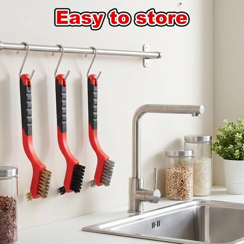 3PCS Mini Wire Brush Set, Stainless Steel Wire Brushes for Cleaning, BBQ Grill Brush for Rust Removal, Metal Brushes for Motorcycle Chain Cleaning Tools in Kuwait