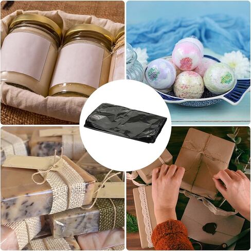 uxcell Shrink Wrap Bags, 50Pcs 11.8 x 5.5 Inch Black POF Heat Shrink Wrap Bags for Packaging Gift Baskets, Soap, Bath Balls, Candles, Stationery, Cosmetics Homemade DIY Crafts in Saudi Arabia