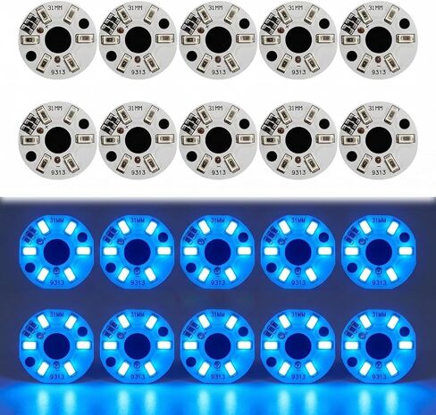 10 عبوات 31 مم لوحة إضاءة LED مستديرة 5 فولت تيار مستمر 3 وات - وحدة قرص SMD LED لمصباح القبة الداخلي للسيارة، استبدال ضوء الخريطة، مصباح القمر، مشاريع الحرف اليدوية (أبيض، 10 قطع) in Kuwait