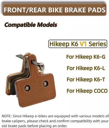 قطعتان من وسادات فرامل الدراجة الإلكترونية الملبدة لـ Hikeep K6 V1(K6-G/K6-L/K6-T) وHikeep Coco، وسادات فرامل القرص الأمامي الخلفية، قطع غيار ملحقات الدراجة الترابية الكهربائية للمشي لمسافات طويلة in Kuwait