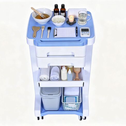 Generic عربة دوارة طبية مكونة من 3 طبقات مع درجين عربة أدوات احترافية بحد أقصى 110 رطل تحميل صالون تجميل عربة دوارة مختبر عربات الموجات فوق الصوتية لعيادة المستشفى وصالون التجميل ومكتب السبا in Kuwait