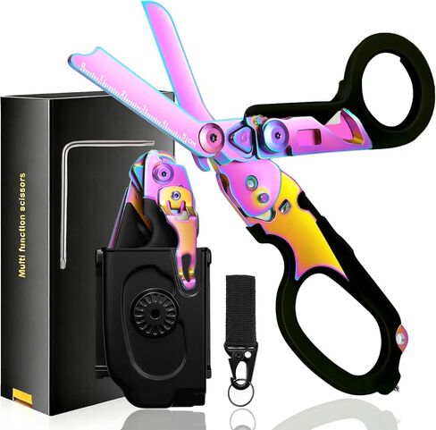 Trauma Shears Foldable with Compatible Holster,Multi Tool Emergency Response Trauma Scissors,EMT Tactical Shears,Medical Shear for Nurses in Kuwait