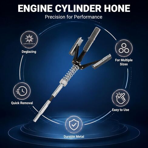 Engine Cylinder Hone Tool Deglazer with 3 Piece 220 Grit Stones 1 1 / 8in - Fast, Adjustable Bore Honing for 1 1 / 4in to 3 1 / 2in Cylinders, Durable Metal Construction for Auto in Kuwait