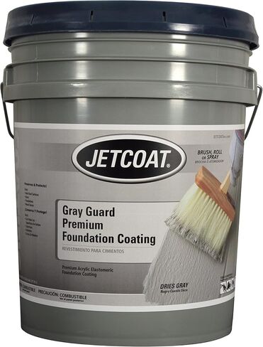 Jetcoat Gray Guard Premium Foundation Coating, Acrylic Elastomeric Seals & Waterproofs Concrete Walls, Insulation Boards, Foam, & Wood, Gray (4.75 Gal.) in Kuwait