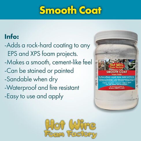 Hot Wire Foam Factory Smooth Coat Foam Finish | Hard Coat Finish for EPS, XPS, or Styrofoam | Outdoor or Indoor Use, Weather-Resistant, Multi-Surface, Stainable, & Paintable | (25lbs) in Kuwait