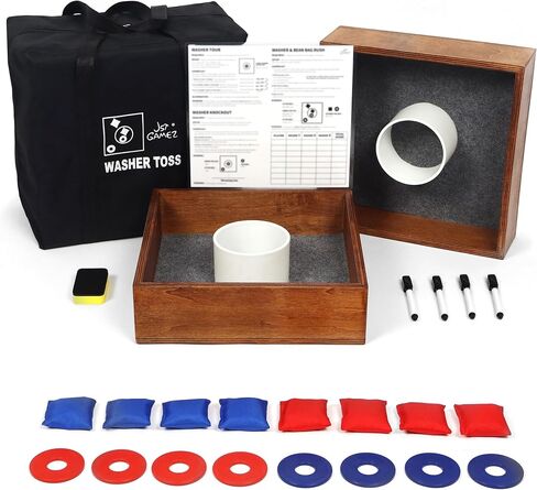 Washer Toss Games Wooden Reinforced PVC Tube with 5 Original Fun Games for Yard Outdoor Games Includes 8 Washers,8 Bean Bags, Scorecard, Carrying Case in Kuwait