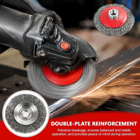 3 Pcs 4 Inch Coarse Crimped Wire Wheel, Carbon Steel Wire Wheel Brush for 4 1/2 Angle Grinder with 5/8"-11 Threaded Arbor, Cup Wires Brush for Polishing, Corrosion, Paint Removal in Kuwait