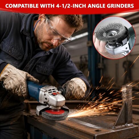 3 Pcs 4 Inch Coarse Crimped Wire Wheel, Carbon Steel Wire Wheel Brush for 4 1/2 Angle Grinder with 5/8"-11 Threaded Arbor, Cup Wires Brush for Polishing, Corrosion, Paint Removal in Kuwait