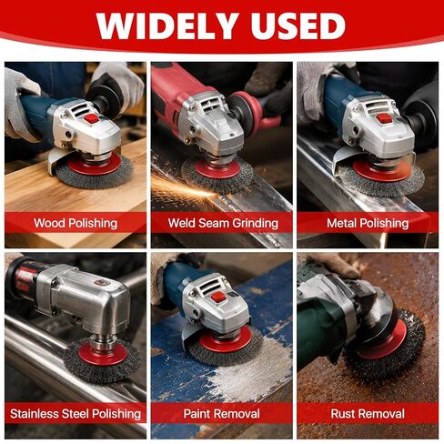 3 Pcs 4 Inch Coarse Crimped Wire Wheel, Carbon Steel Wire Wheel Brush for 4 1/2 Angle Grinder with 5/8"-11 Threaded Arbor, Cup Wires Brush for Polishing, Corrosion, Paint Removal in Kuwait