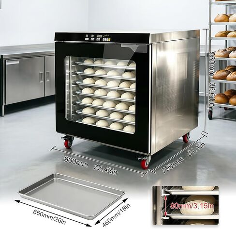 Kolice Commercial Baking Proofer Cabinet 8 Trays 18''x26'' Sheet Pans, Bread Proofer 280L, Stainless Steel Dough Fermentation Machine with Humidity and Temperature Control in Kuwait