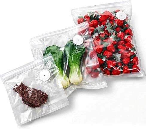 60 PCS Vacuum Sealer Bags for Food with Air Valve Zipper, Reusable Sous Vide Bags Compatible with Handheld & External Vacuum Sealer Machines, 3 Size in Kuwait