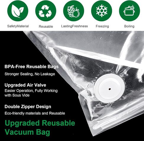 60 PCS Vacuum Sealer Bags for Food with Air Valve Zipper, Reusable Sous Vide Bags Compatible with Handheld & External Vacuum Sealer Machines, 3 Size in Kuwait